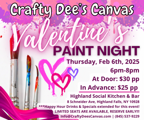 Valentine's Paint Night with Crafty Dee's Canvas - Let’s Get Creative Event! image